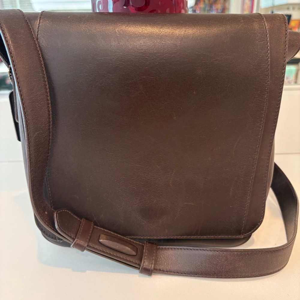 Vintage COACH Brown Flap Messenger Handcrafted Leather Crossbody - Style 9100